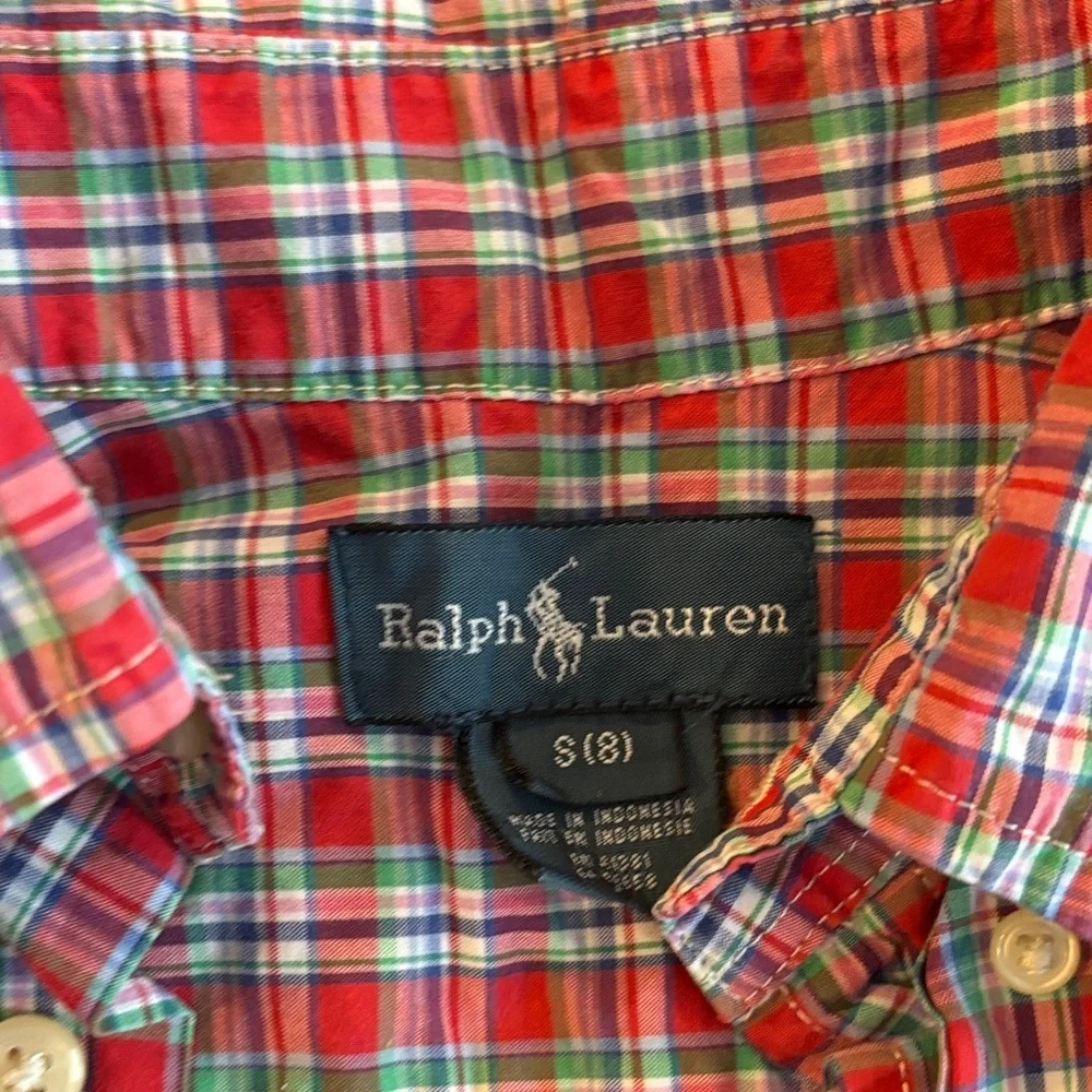 Ralph Lauren Red and Blue Plaid Kids Button Down Shirt
